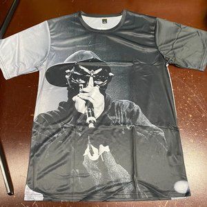 Mf Doom Mens Gray Short Sleeve Crew Neck Graphic Pullover T Shirt Size XL, L
